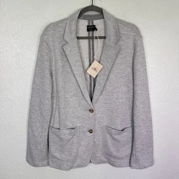 Faherty Inlet Knit Blazer WOMENS Large Jacket Sweatshirt Comfort Unlined Grey - Picture 1 of 8